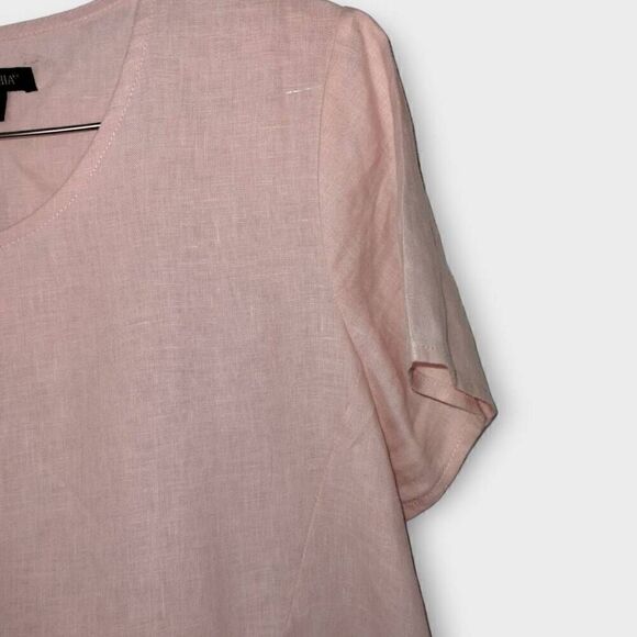 For Cynthia Womens Dress Sz Large Pink Cotton Pockets Short Sleeves Scoop Casual - Picture 7 of 11